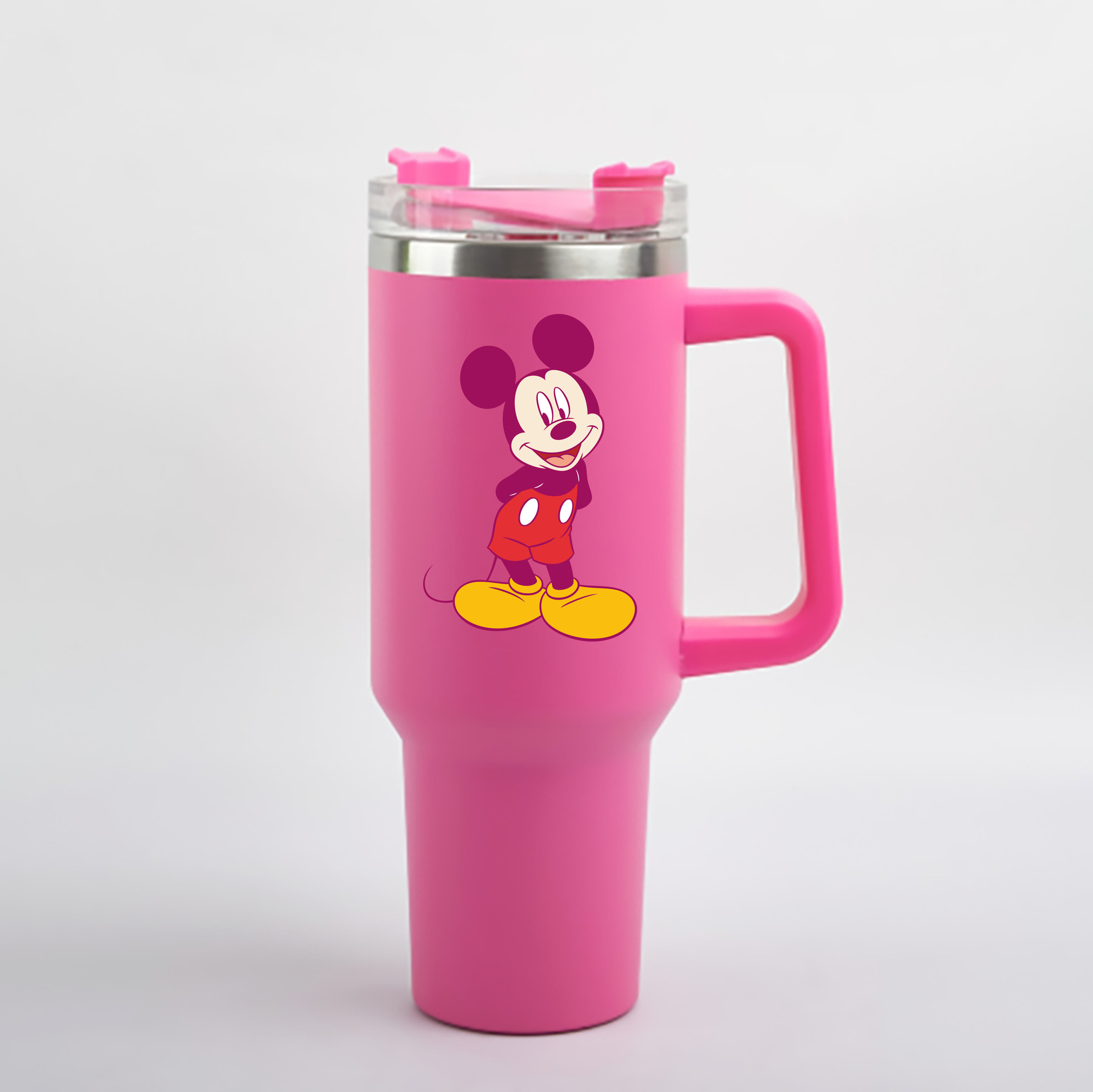 （画像用） ミッキーマウス Mickey Mouse 1200mL車用タンブラー - クリスタルステッカー（プラスチックストロー付き）